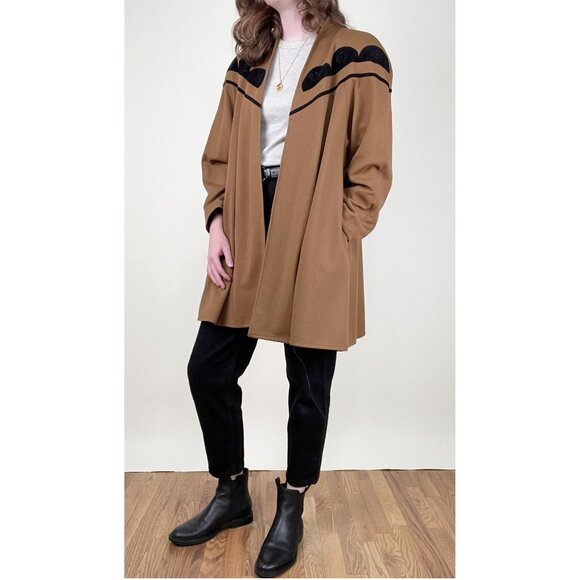 Vintage Wool Oversized Jacket Coat Tench Peacoat Preppy Eclectic Grandma 80s 90s - Picture 6 of 11